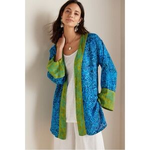 Soft Surroundings Islamorada Topper Open Front Kimono Mixed Print Boho NWT Sz XS